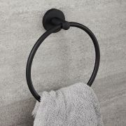 Milano Nero - Black Modern Wall Hung Towel Ring
