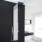 Milano Tahuata - Modern Exposed Thermostatic Shower Tower Panel with Large Shower Head, Hand Shower and Body Jets - Chrome