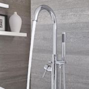 Milano - Modern Round Freestanding Bath Shower Mixer Tap with Hand Shower - Choice of Finish