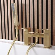 Milano Lyra - Modern Deck Mounted Bath Shower Mixer Tap - Brushed Brass
