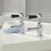 Milano Elizabeth - Traditional Lever Basin Pillar Taps - Chrome and Black