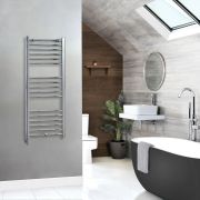 Milano Kent - Electric Chrome Curved Heated Towel Rail - Choice of Size and Heating Element