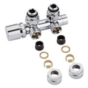 Milano - Chrome H-Block Angled Valve Chrome Handwheel - 15mm Copper Adapters