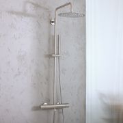 Milano Elements - Modern Thermostatic Bar Shower Valve with Round Shower Head and Hand Shower - Choice of Finish