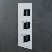 Milano Arvo - Modern 3 Outlet Square Triple Diverter Thermostatic Shower Valve - Chrome