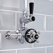 Milano Elizabeth - Traditional Twin Exposed Thermostatic Shower Valve - Chrome and Black