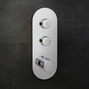 Milano Orta - 2 Outlet Round Push Button Thermostatic Shower Valve - Chrome