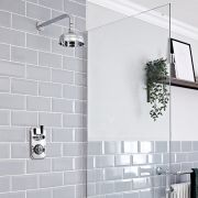 Milano Elizabeth - Chrome and Black Traditional Thermostatic Shower with Wall Mounted Round Shower Head (1 Outlet)