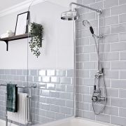 Milano Elizabeth - Chrome and Black Traditional Twin Exposed Thermostatic Shower with Grand Rigid Riser Rail (2 Outlet)