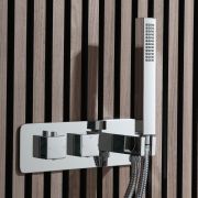 Milano Arvo - Modern Square Twin Diverter Thermostatic Shower Valve with Hand Shower - Chrome