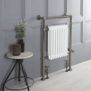 Milano Elizabeth - Dark Burshed Brass Traditional Dual Fuel Heated Towel Rail - 930mm x 620mm - Choice of Wi-Fi Thermostat and Cable Cover