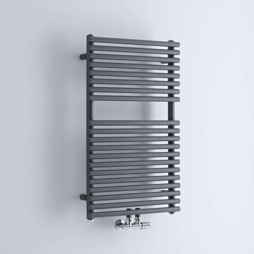 Milano Via Anthracite Central Connection Bar on Bar Heated Towel Rail 835mm x 500mm