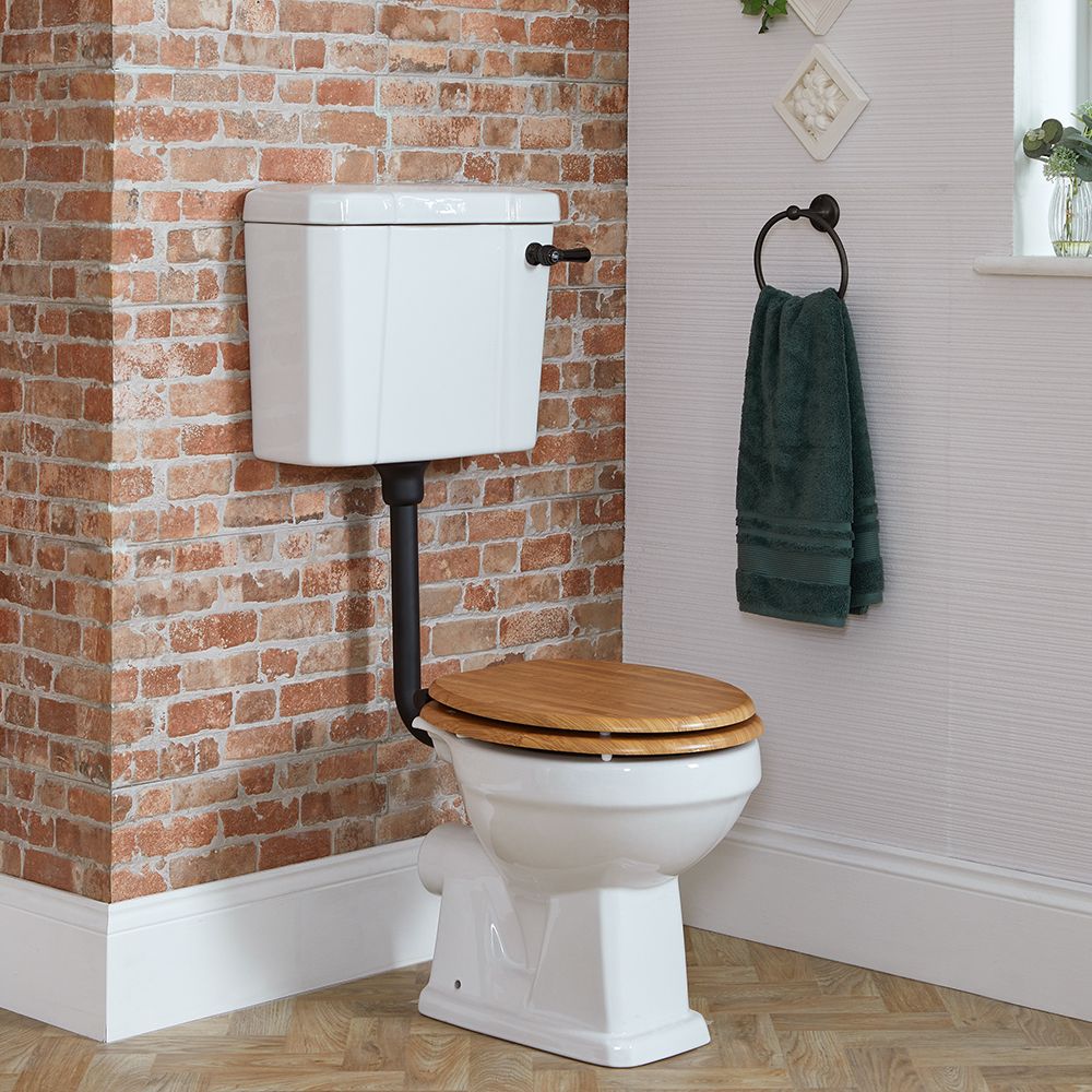 Milano Richmond Traditional Comfort Height Low Level Toilet with Cistern and Oak Seat Choice of Finish