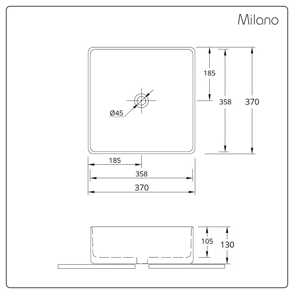 Milano Rivington - White Modern Square Countertop Basin - 370mm x 370mm ...