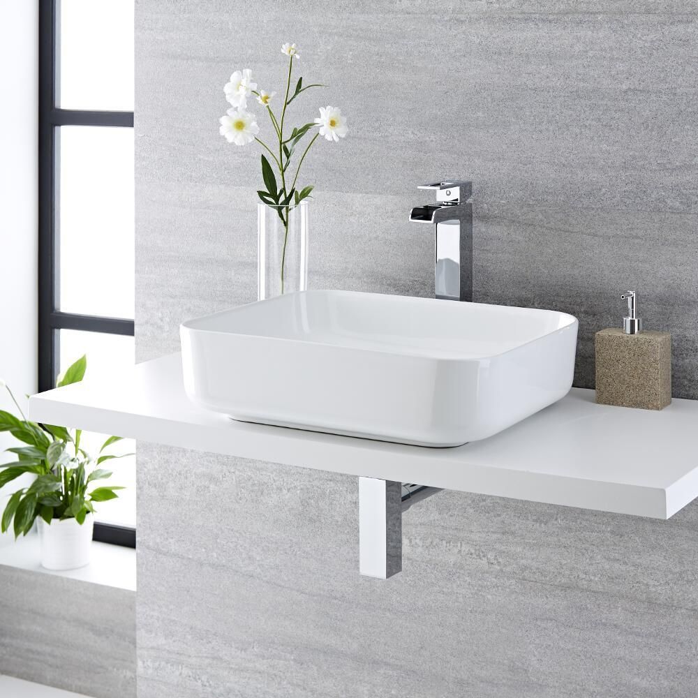 Milano Longton - White Modern Rectangular Countertop Basin - 500mm x ...