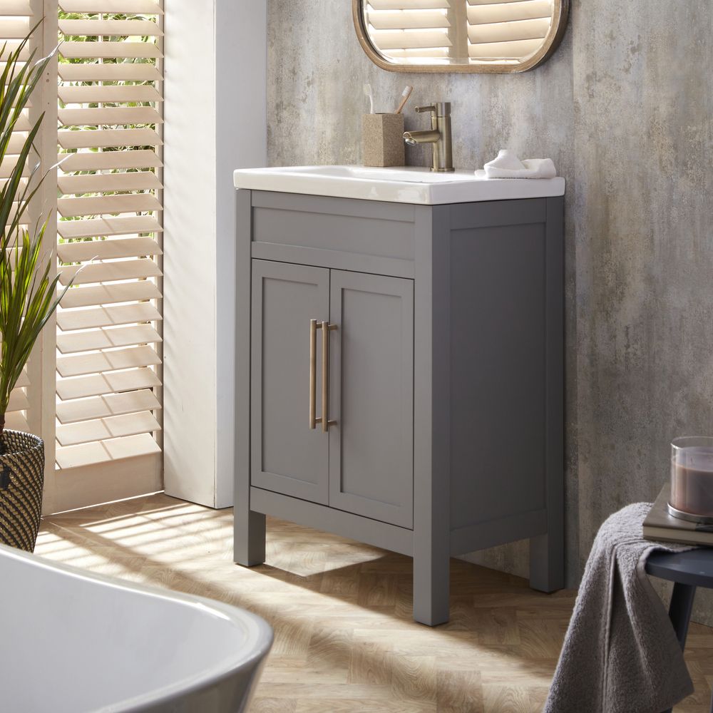 With Sink And Tap Traditional Bathroom Vanity Units Uk : Chatsworth  Traditional Grey Semi Milano Bathroom Vanity Unit, image size:1000x1000