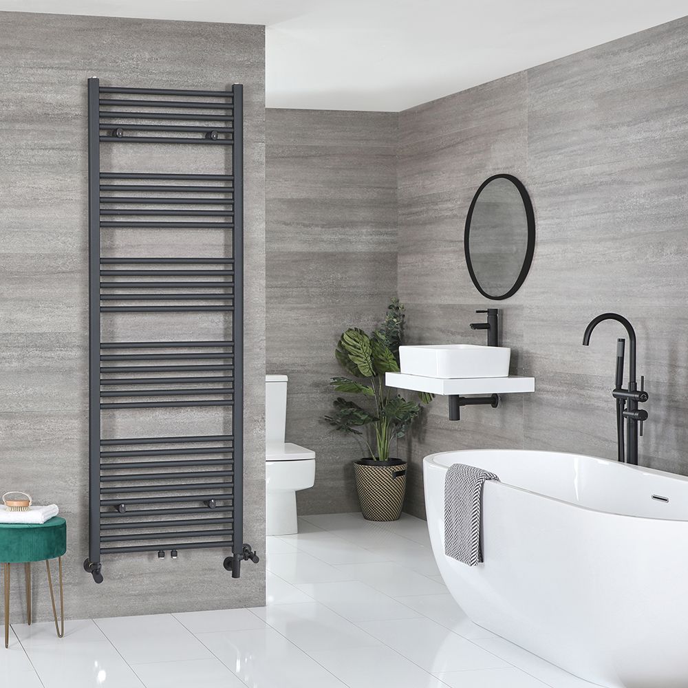 Grey bathroom radiator top