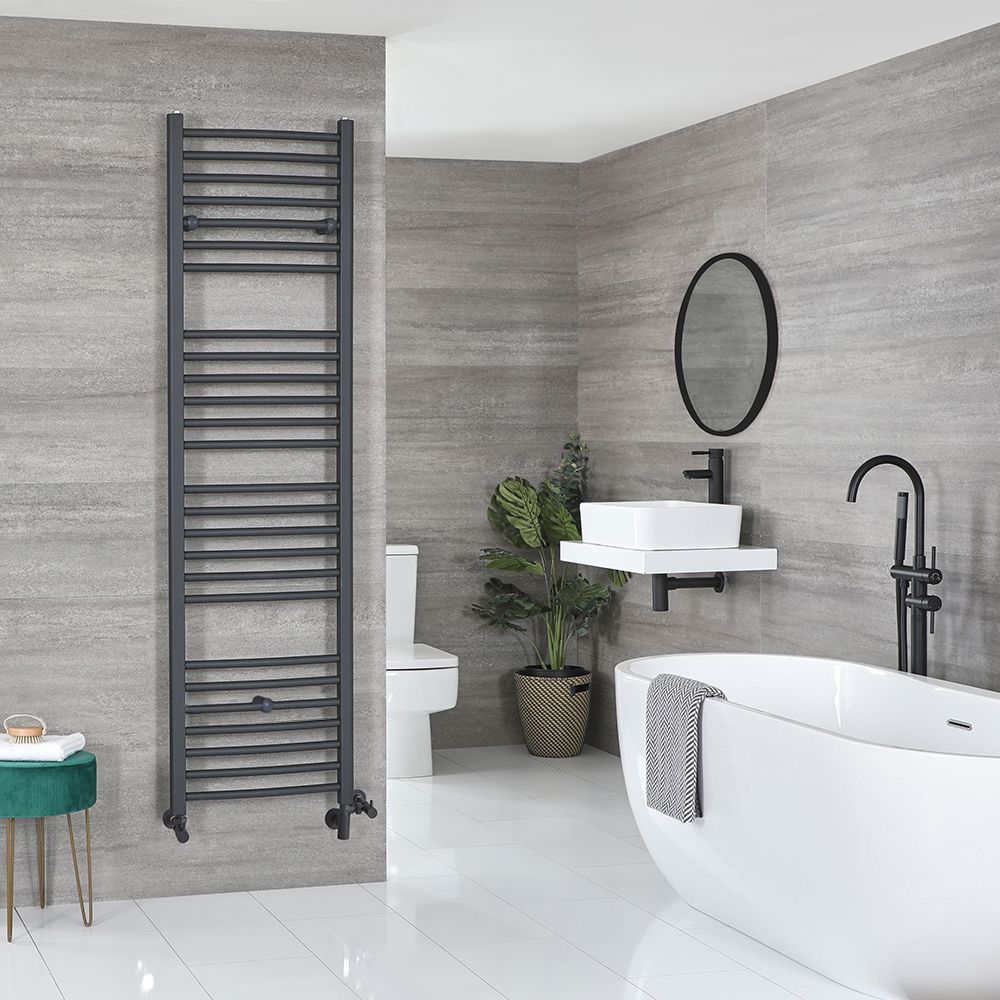 Milano Artle Dual Fuel Anthracite Straight Heated Towel Rail 1800mm x 500mm