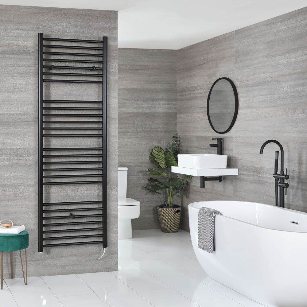 Black towel radiator 500mm on sale
