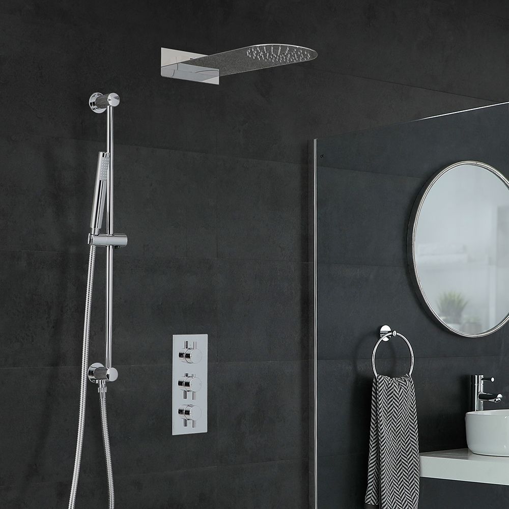 Milano Mirage - Round 300mm Shower Head And Wall Mounted Arm - Chrome