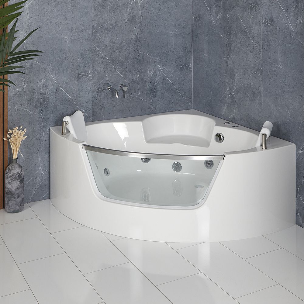Milano Breeze Whirlpool Corner Spa Bath 1400mm x 1400mm Chrome