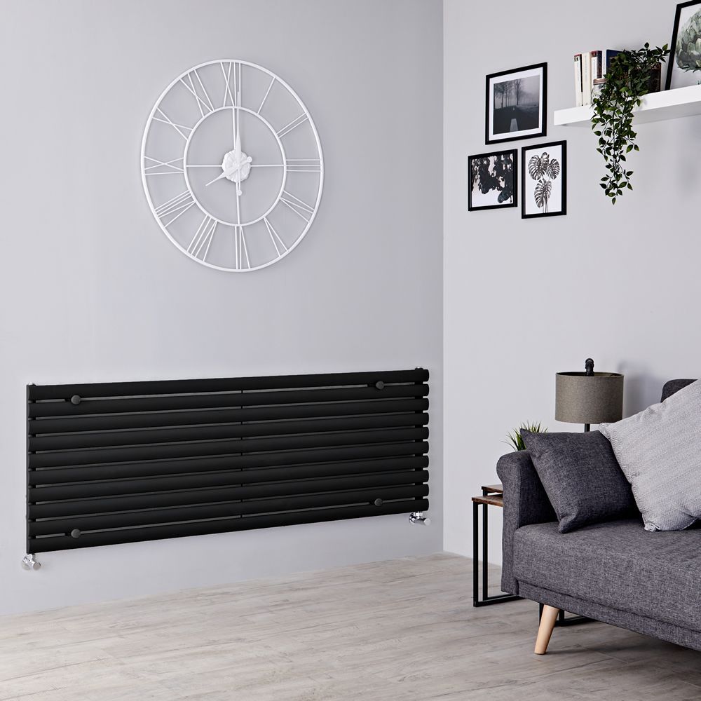 Milano Aruba Black Horizontal Designer Radiator 590mm x 1780mm