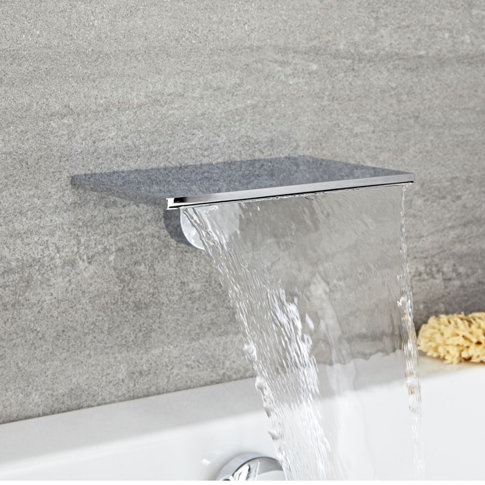 Milano Blade Modern Wall Mounted Waterfall Bath Filler Spout Chrome