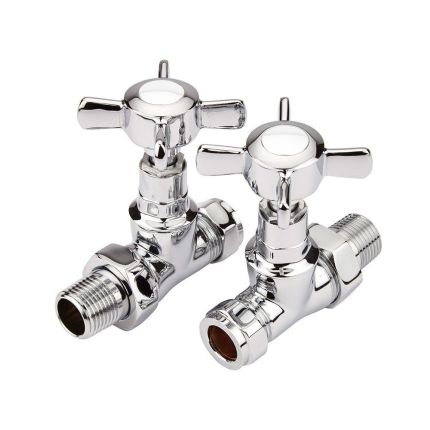 Milano - Chrome Traditional Straight Radiator Valves (Pair)