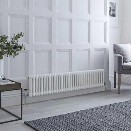 Milano Windsor - White Horizontal Traditional Column Radiator - 300mm x 1505mm (Double Column)