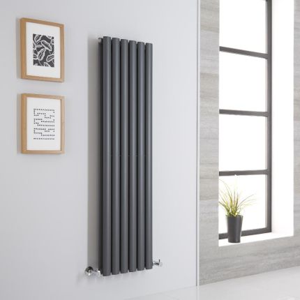Milano Aruba - Anthracite Vertical Designer Radiator - 1400mm x 354mm (Double Panel)