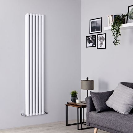 Milano Aruba Ayre - Aluminium White Vertical Designer Radiator - 1800mm x 350mm (Double Panel)