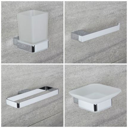 Milano Arvo - Modern 4 Piece Chrome Accessory Pack