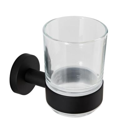 Milano Nero - Black Modern Wall Hung Tumbler with Holder