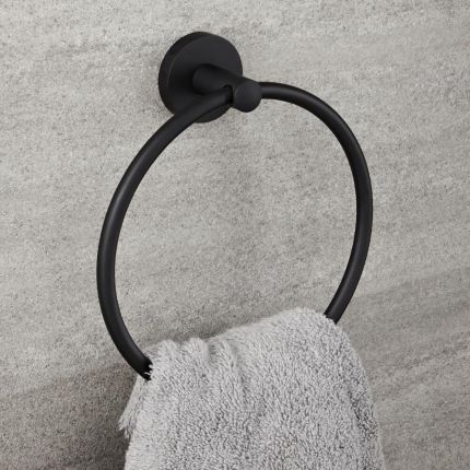 Milano Nero - Black Modern Wall Hung Towel Ring