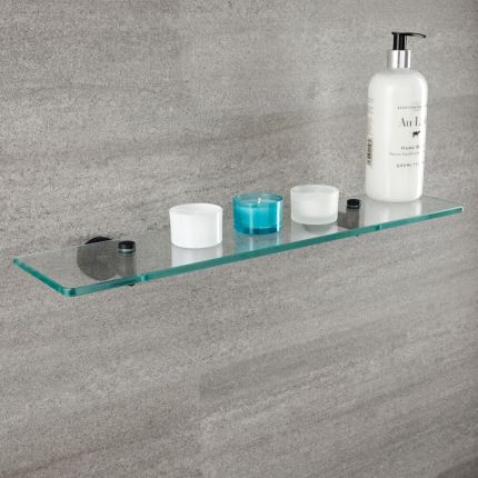 Milano Nero - Black and Glass Modern Wall Hung Shelf - 58mm x 143mm