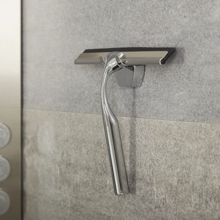 Milano Portland - Modern Shower Squeegee with Wall Hook - Chrome