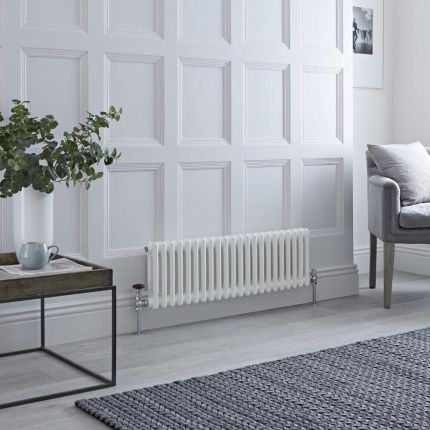 Milano Windsor - White Horizontal Traditional Column Radiator - 300mm x 1010mm (Double Column)