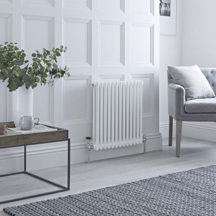 Milano Windsor - White Horizontal Traditional Column Radiator - 600mm x 605mm (Double Column)