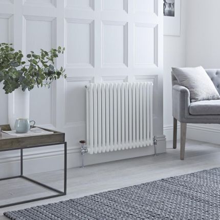 Milano Windsor - White Horizontal Traditional Column Radiator - 600mm x 785mm (Double Column)