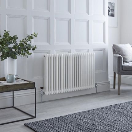 Milano Windsor - White Horizontal Traditional Column Radiator - 600mm x 1010mm (Double Column)