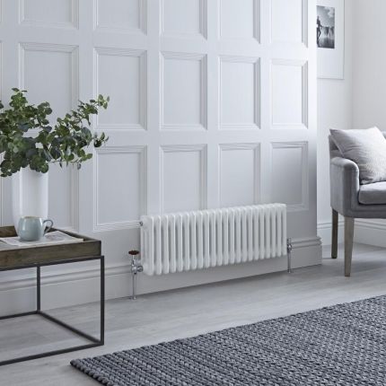 Milano Windsor - White Horizontal Traditional Column Radiator - 300mm x 1010mm (Triple Column)