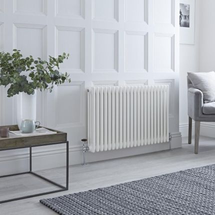 Milano Windsor - White Horizontal Traditional Column Radiator - 600mm x 1010mm (Triple Column)