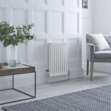 Milano Windsor - White Horizontal Traditional Column Radiator - 600mm x 425mm (Double Column)