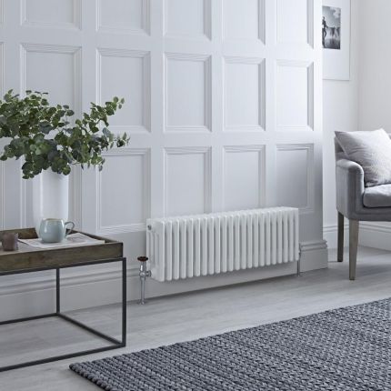 Milano Windsor - White Horizontal Traditional Four Column Radiator - 300mm x 1010mm