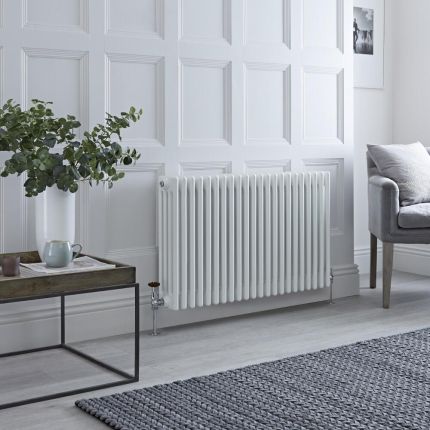 Milano Windsor - White Horizontal Traditional Four Column Radiator - 600mm x 1010mm
