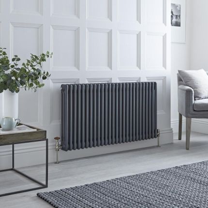 Milano Windsor - Anthracite Horizontal Traditional Triple Column Radiator - 600mm x 1190mm