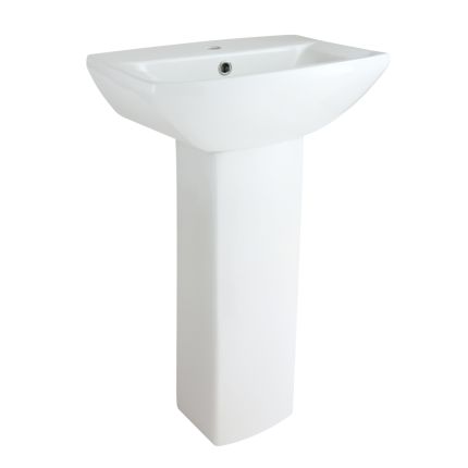 Milano Dalton - Modern 500mm Basin with Full Pedestal - (1 Tap Hole)