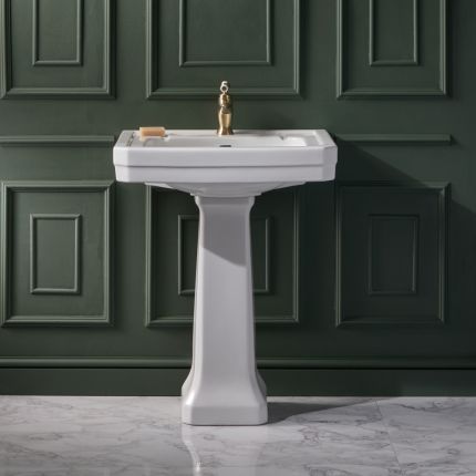 Milano Elizabeth - Traditional 645mm Basin with Full Pedestal - (1 Tap Hole)