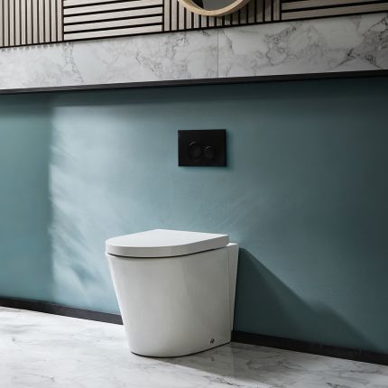 Milano Rivington - White Modern Round Back to Wall Toilet with Soft Close Seat