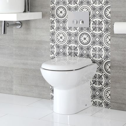 Milano Irwell - Modern Round Back to Wall Toilet with Soft Close Seat